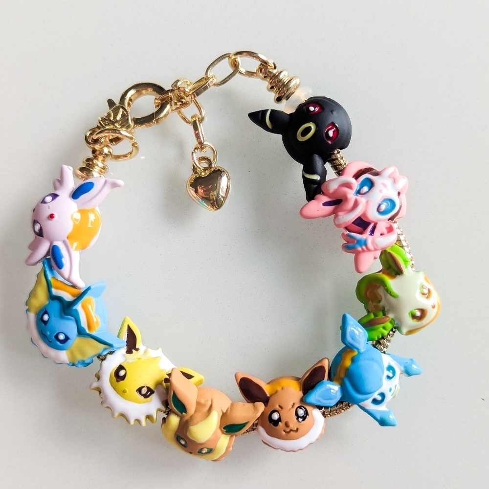 Eevee & Evolutions Charm Bracelet Multi Character Anime Fan Jewelry